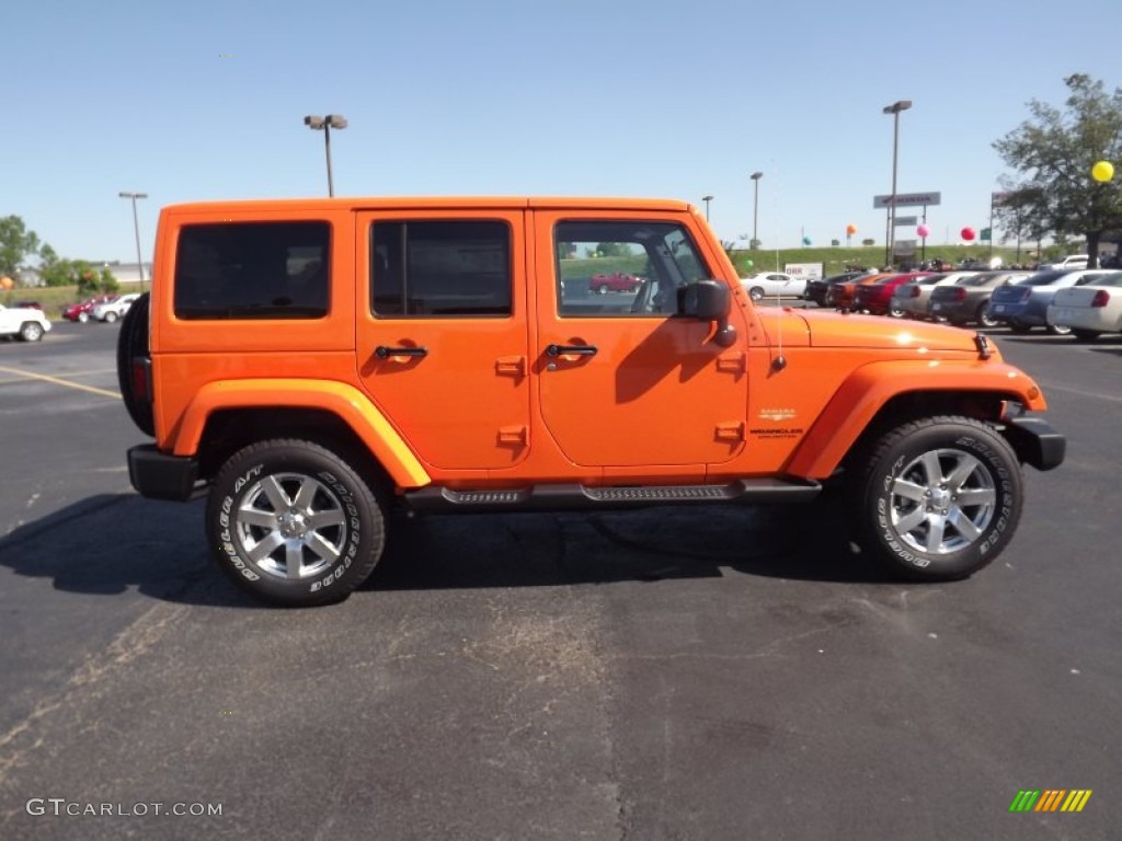 2012 Crush Orange Jeep Wrangler Unlimited Sahara 4x4 64034673 Photo 4