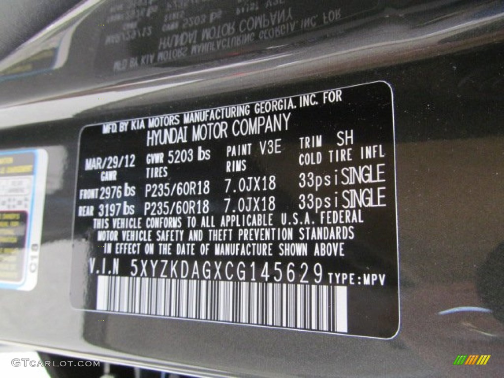 2012 Santa Fe Color Code V3E for Black Forest Green Photo #64086956