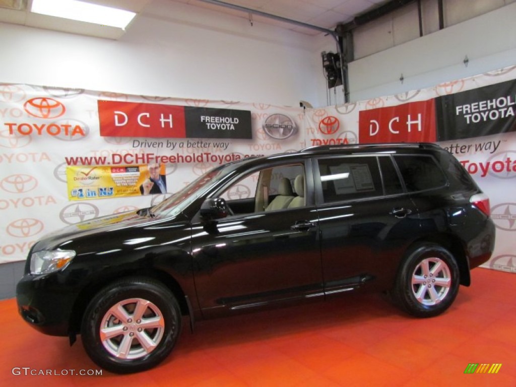 2010 Highlander V6 4WD - Black / Sand Beige photo #4