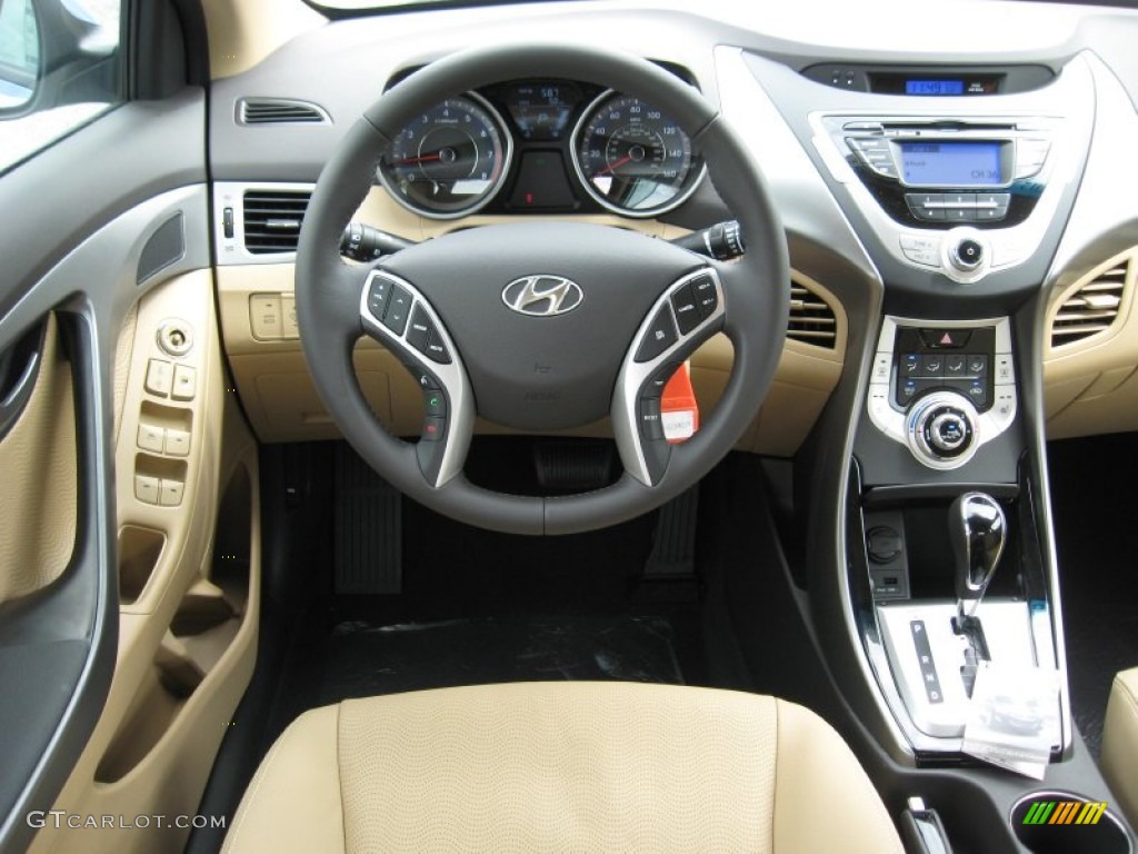 2012 Elantra Limited - Blue Sky Metallic / Beige photo #23