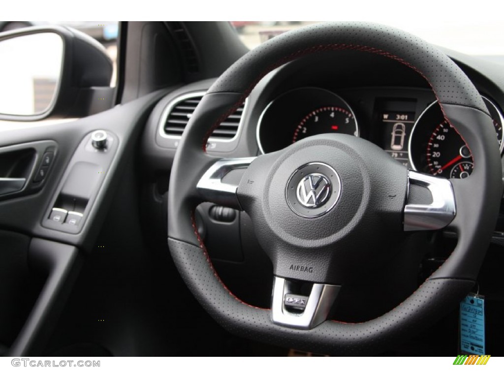2012 Volkswagen GTI 2 Door Interlagos Plaid Cloth Steering Wheel Photo #64108548