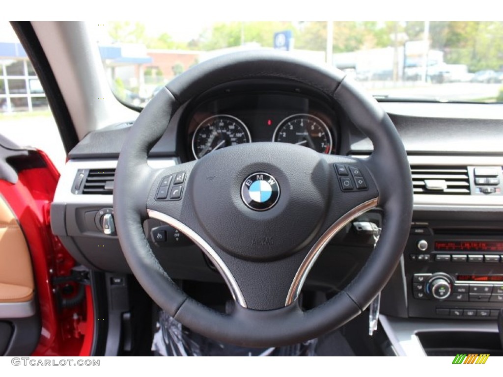 2012 BMW 3 Series 328i xDrive Coupe Saddle Brown Steering Wheel Photo #64110488