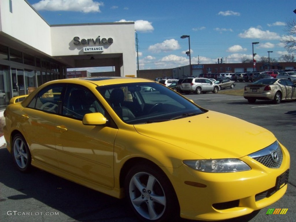 2003 MAZDA6 s Sedan - Speed Yellow / Black photo #7