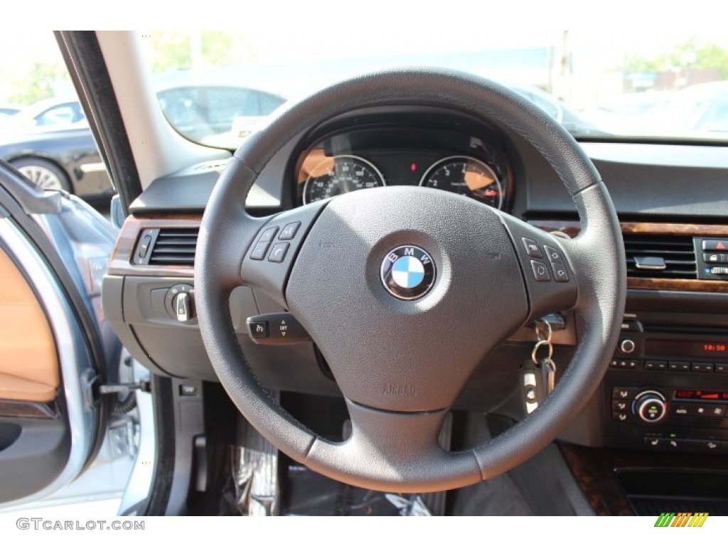 2009 BMW 3 Series 328xi Sedan Saddle Brown Dakota Leather Steering Wheel Photo #64111629