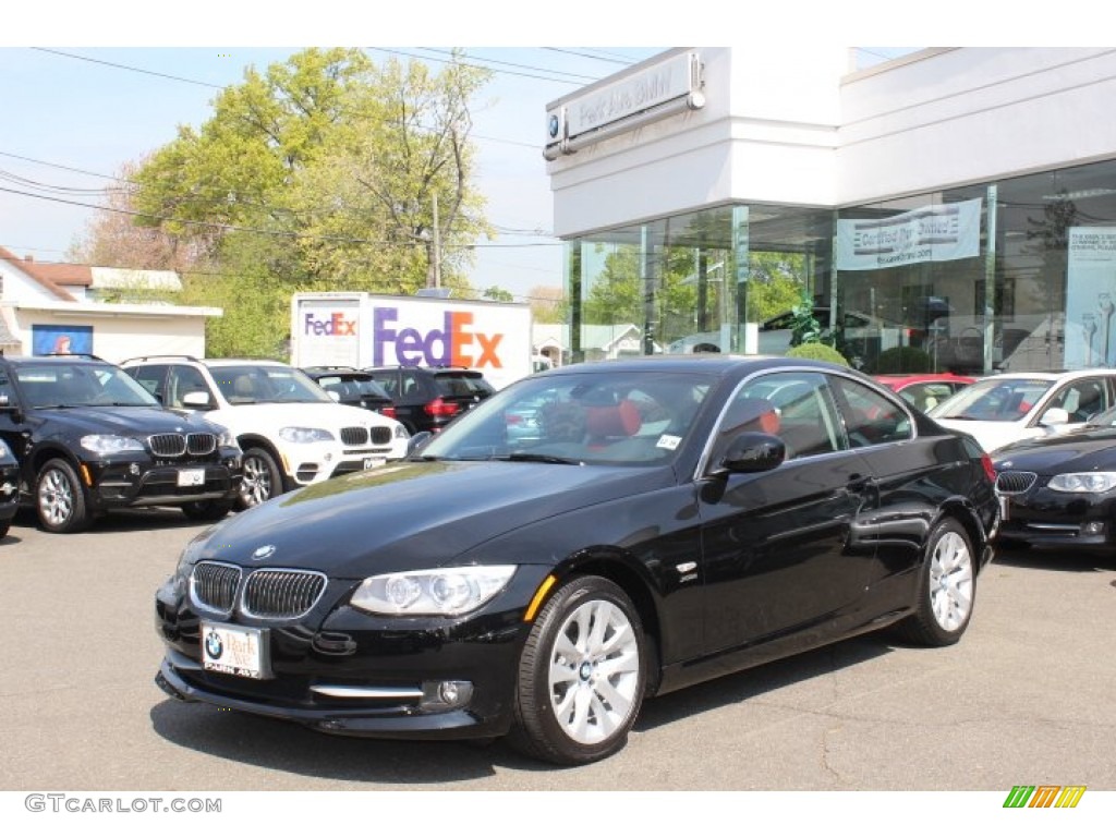 2012 3 Series 328i xDrive Coupe - Jet Black / Coral Red/Black photo #1