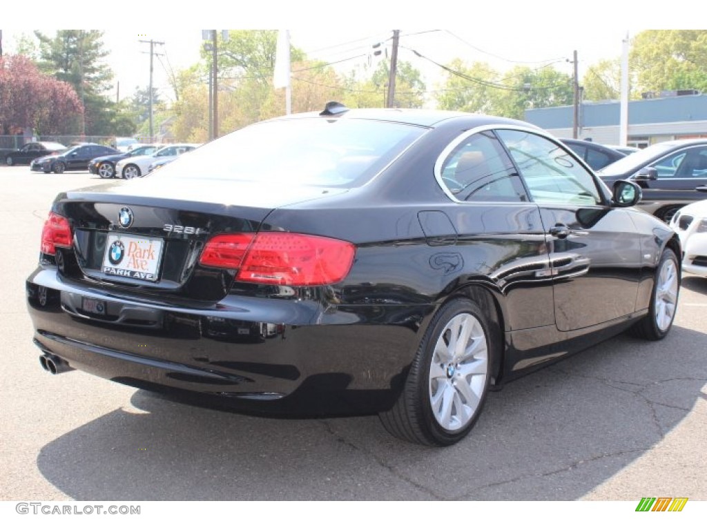 2012 3 Series 328i xDrive Coupe - Jet Black / Coral Red/Black photo #5