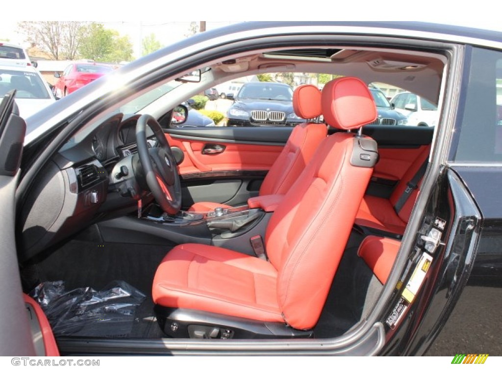 2012 3 Series 328i xDrive Coupe - Jet Black / Coral Red/Black photo #11
