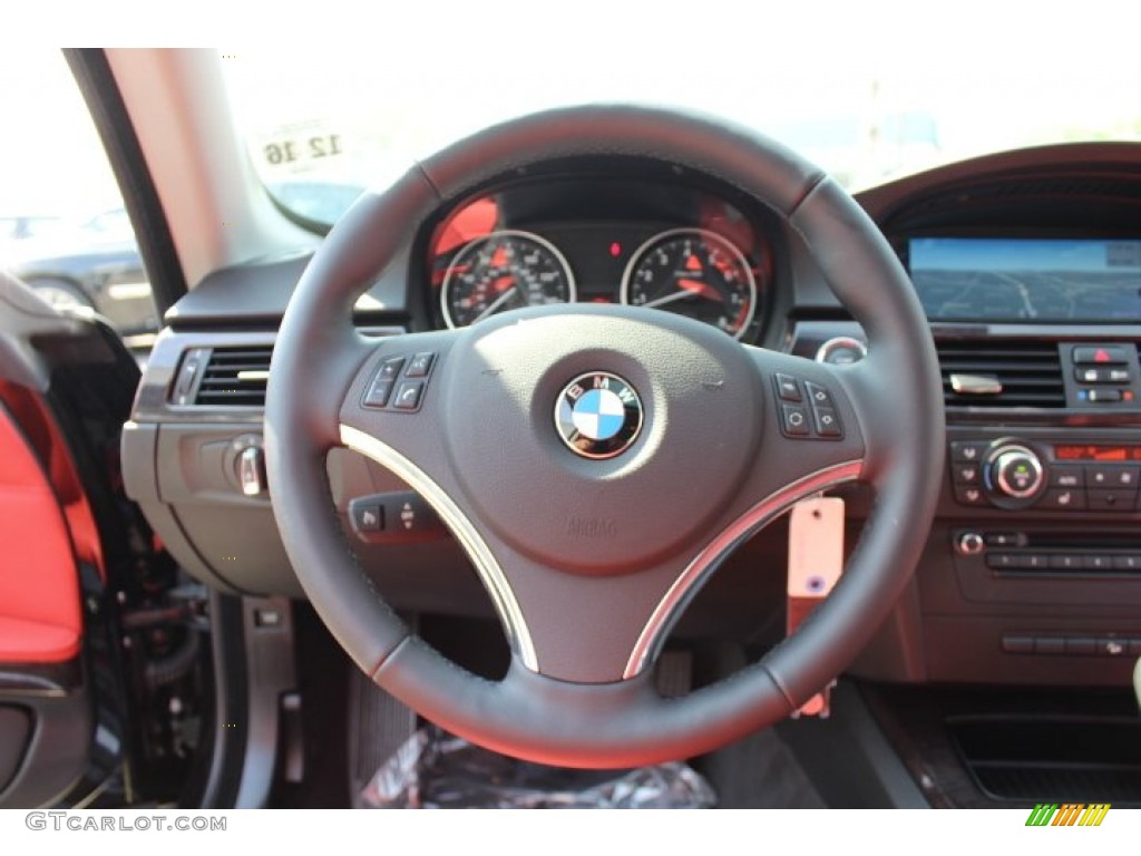 2012 3 Series 328i xDrive Coupe - Jet Black / Coral Red/Black photo #14