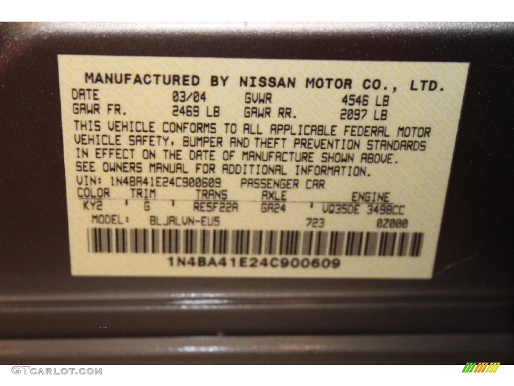 2004 Maxima 3.5 SE - Spirited Bronze / Black photo #25