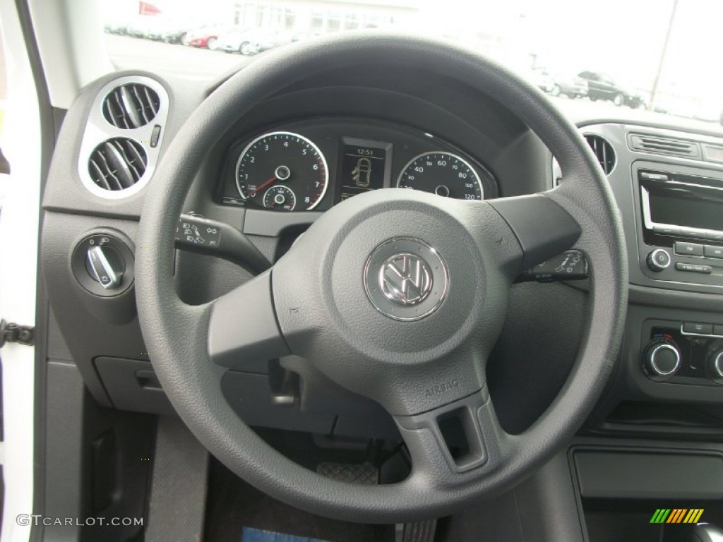 2012 Volkswagen Tiguan S 4Motion Black Steering Wheel Photo #64115892
