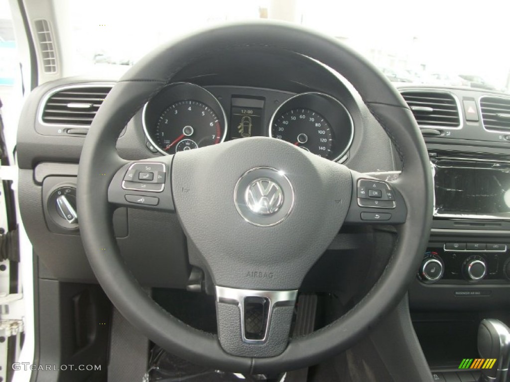 2012 Volkswagen Jetta SE SportWagen Titan Black Steering Wheel Photo #64116699