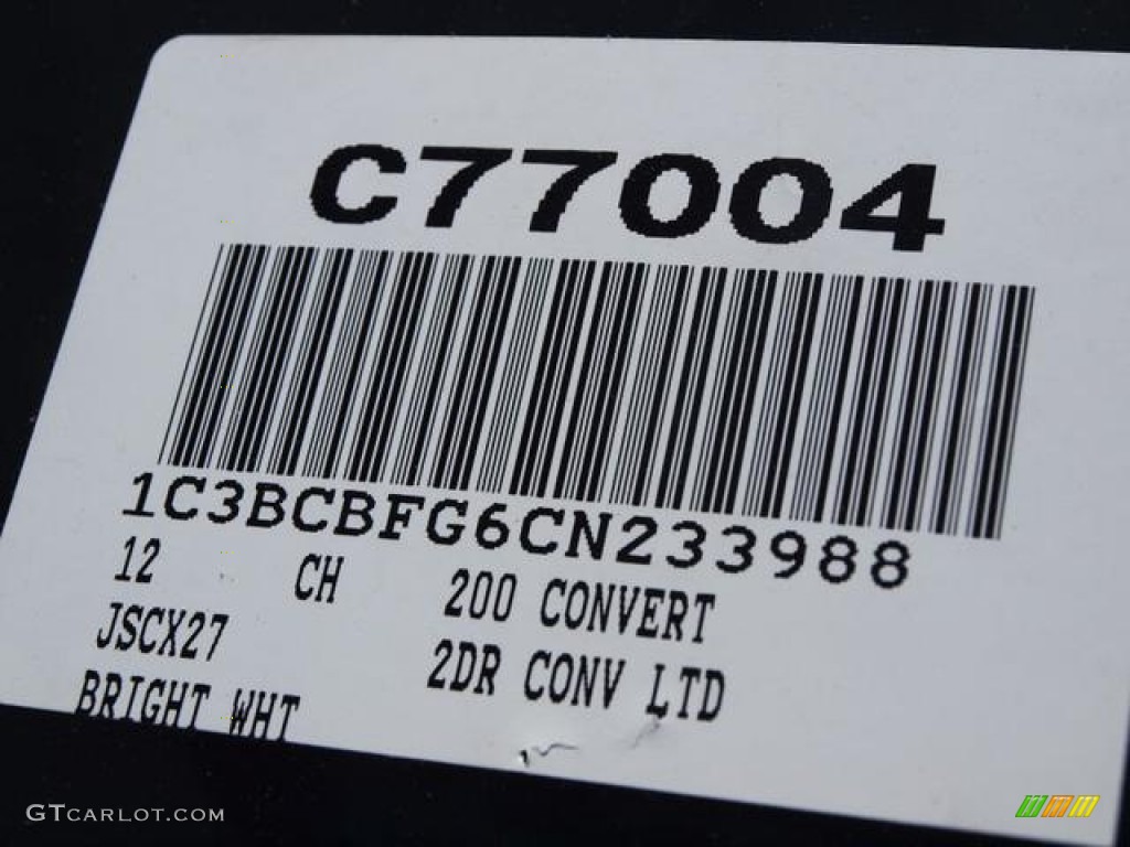 2012 200 Limited Hard Top Convertible - Bright White / Black/Light Frost photo #7