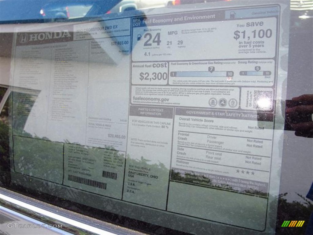 2012 Honda Accord Crosstour EX Window Sticker Photo #64133043