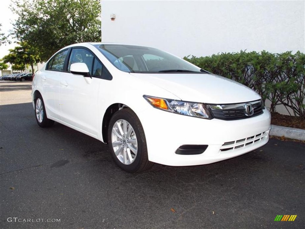 2012 Civic EX-L Sedan - Taffeta White / Stone photo #1