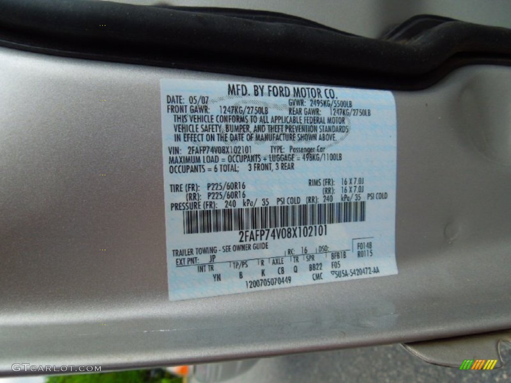 2008 Crown Victoria Color Code JP for Silver Birch Metallic Photo #64144492