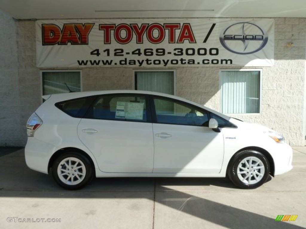 2012 Prius v Three Hybrid - Blizzard White Pearl / Misty Gray photo #1