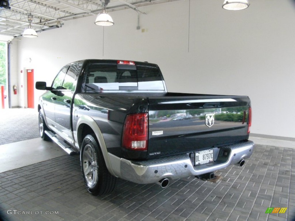 2010 Ram 1500 Laramie Crew Cab - Brilliant Black Crystal Pearl / Light Pebble Beige/Bark Brown photo #3