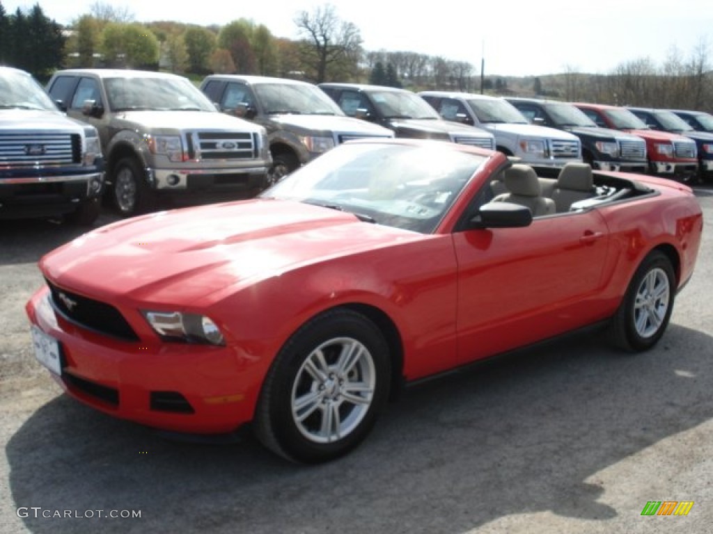 2011 Mustang V6 Convertible - Race Red / Stone photo #4