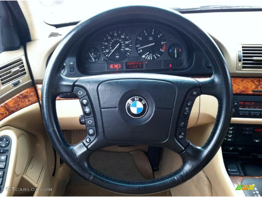 1999 BMW 5 Series 528i Sedan Sand Beige Steering Wheel Photo #64161808