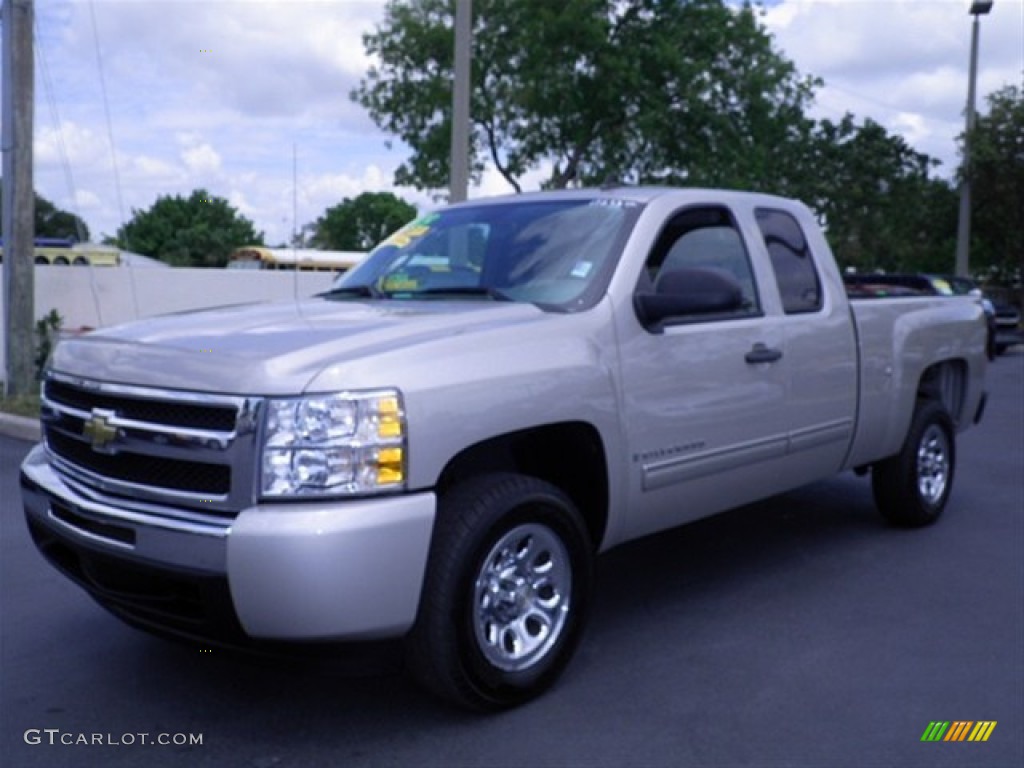 2009 Silverado 1500 LS Extended Cab - Silver Birch Metallic / Dark Titanium photo #5