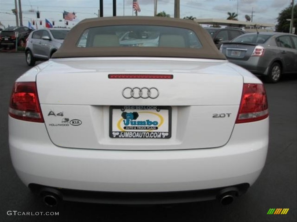 2008 A4 2.0T Cabriolet - Ibis White / Beige photo #9