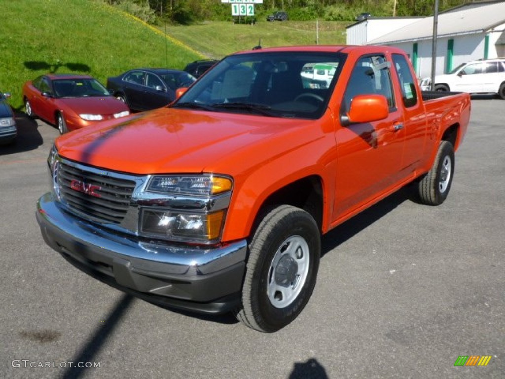 2012 Canyon Work Truck Extended Cab 4x4 - Red Orange Metallic / Ebony photo #3