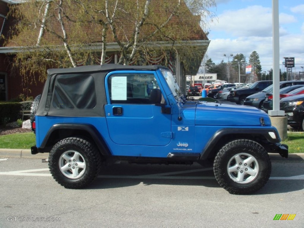 Intense blue jeep wrangler