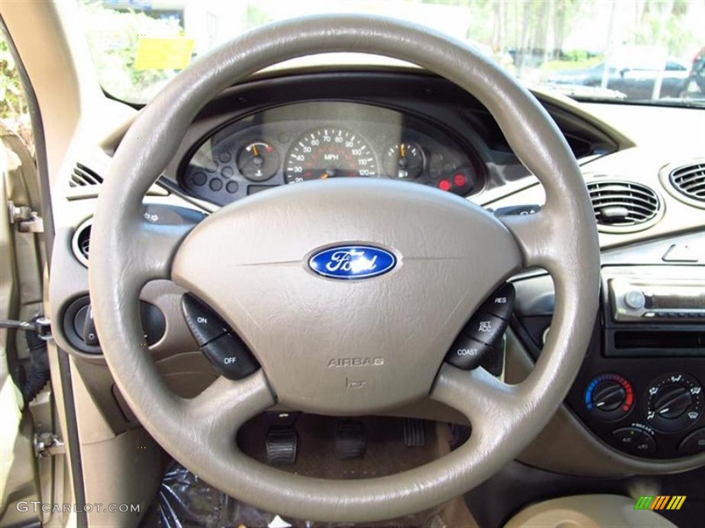 2002 Ford Focus SE Sedan Medium Parchment Steering Wheel Photo #64185850
