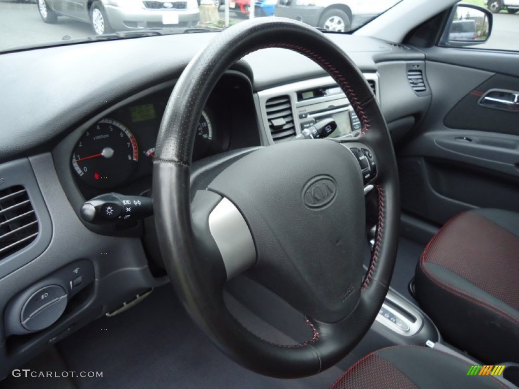 2009 Kia Rio Rio5 SX Hatchback Gray Steering Wheel Photo #64189469