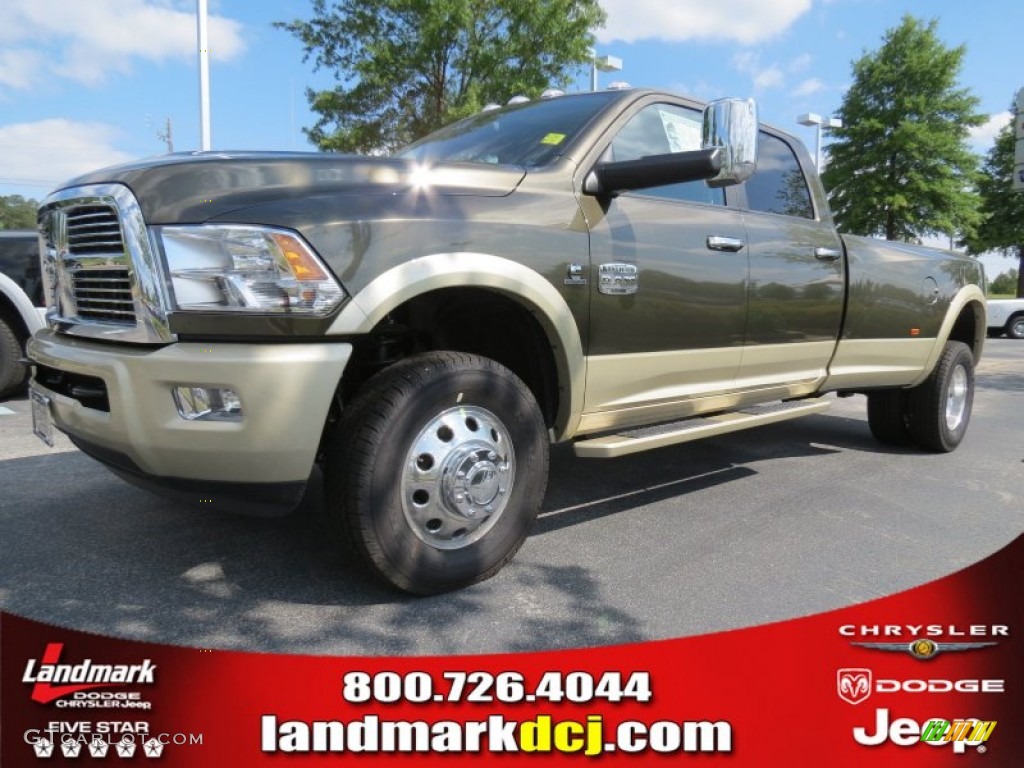 2012 Ram 3500 HD Laramie Longhorn Crew Cab 4x4 Dually - Sagebrush Pearl / Light Pebble Beige/Bark Brown photo #1