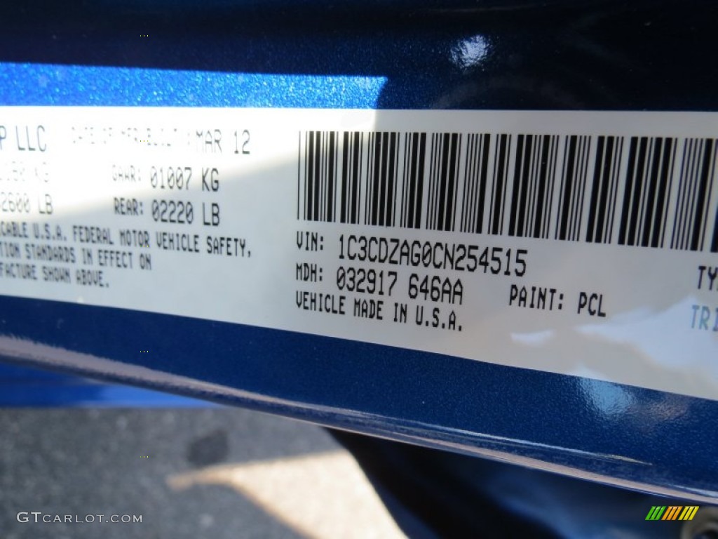 2012 Avenger Color Code PCL for Blue Streak Pearl Photo #64193282