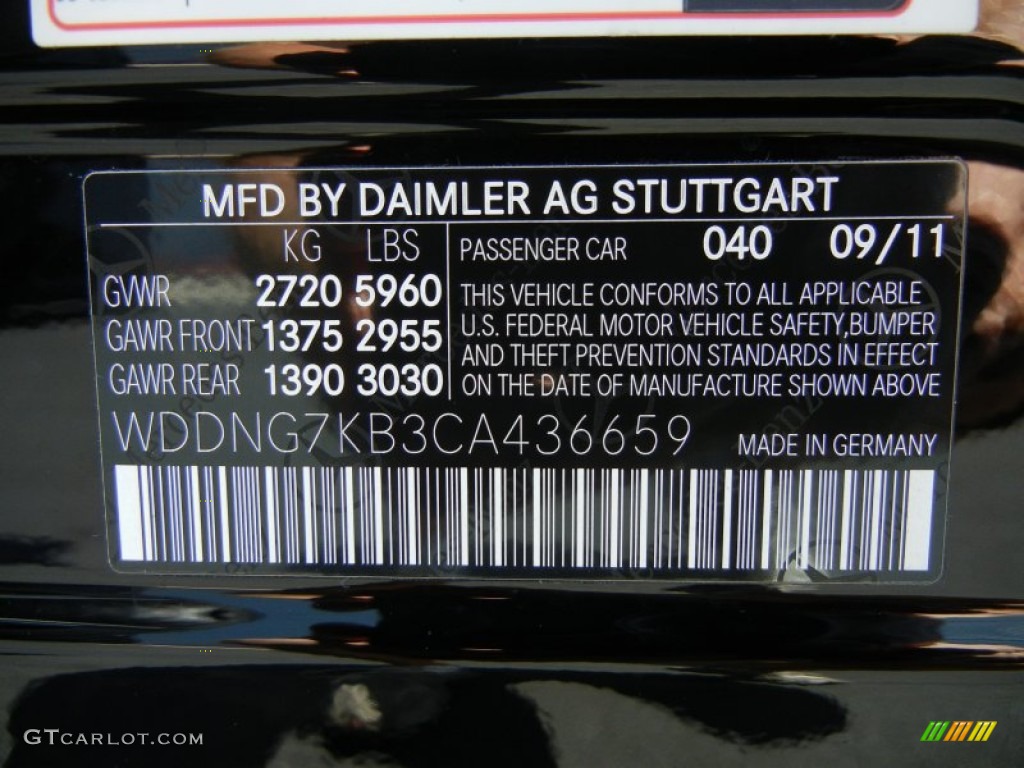 2012 Mercedes-Benz S 65 AMG Sedan Color Code Photos
