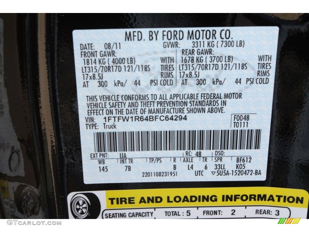 2011 F150 Color Code UA for Ebony Black Photo #64213051