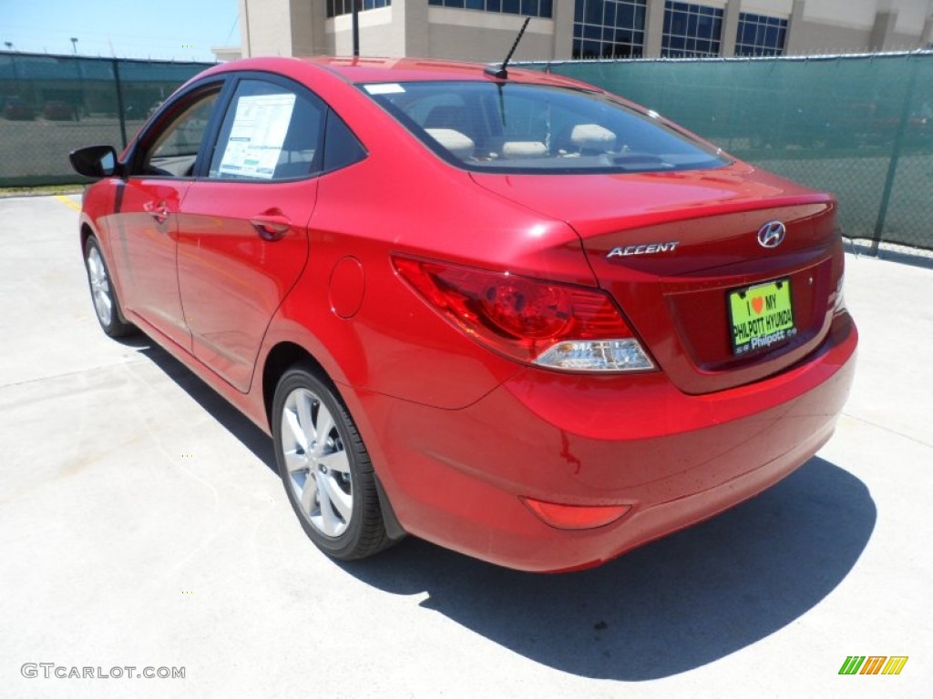 2012 Accent GLS 4 Door - Boston Red / Beige photo #5