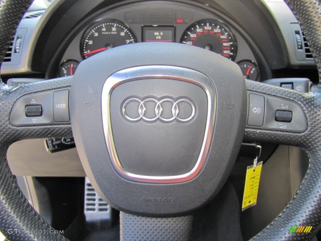 2007 Audi RS4 4.2 quattro Sedan Black Steering Wheel Photo #64220937