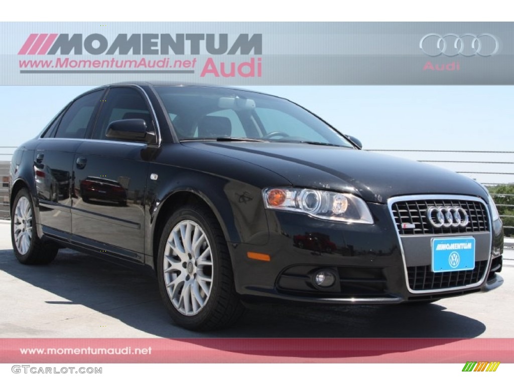 2008 A4 2.0T S-Line Sedan - Brilliant Black / Black photo #1