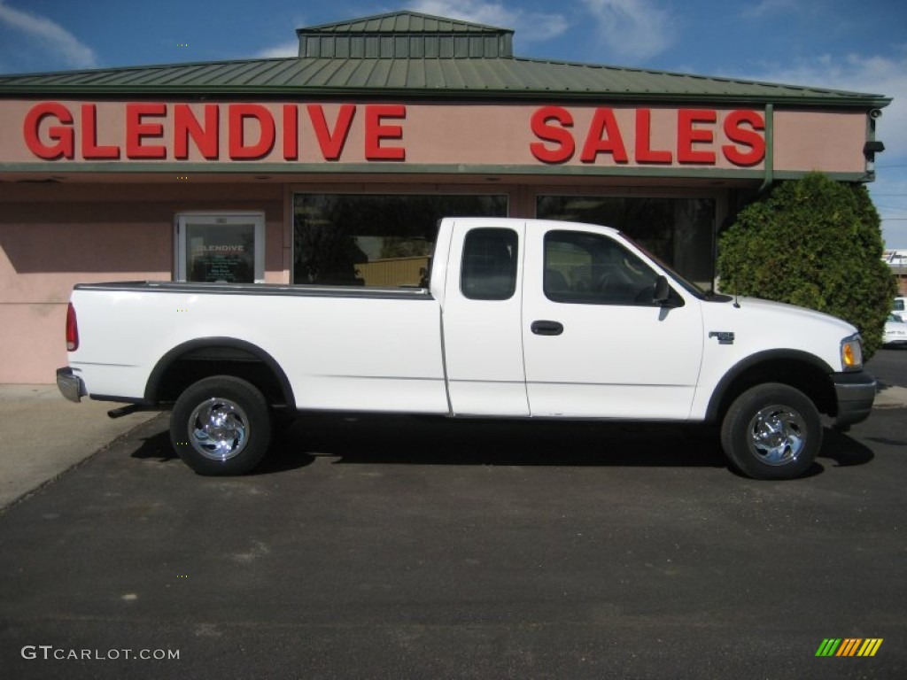 1999 F150 XL Extended Cab 4x4 - Oxford White / Medium Prairie Tan photo #3