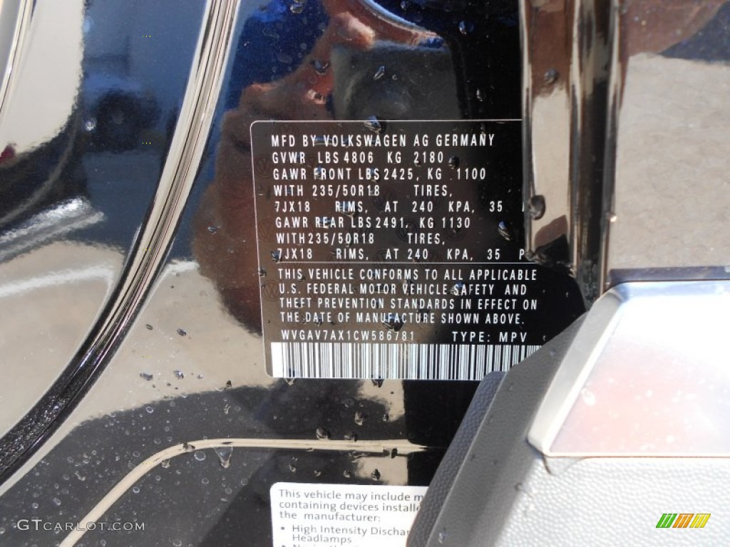 2012 Tiguan SE - Deep Black Metallic / Beige photo #23