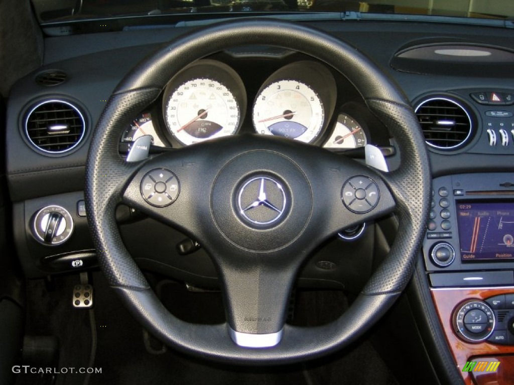 2009 Mercedes-Benz SL 65 AMG Roadster Black Steering Wheel Photo #64252277