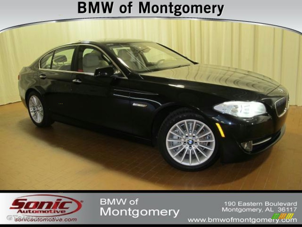 2012 5 Series 535i Sedan - Black Sapphire Metallic / Venetian Beige photo #1