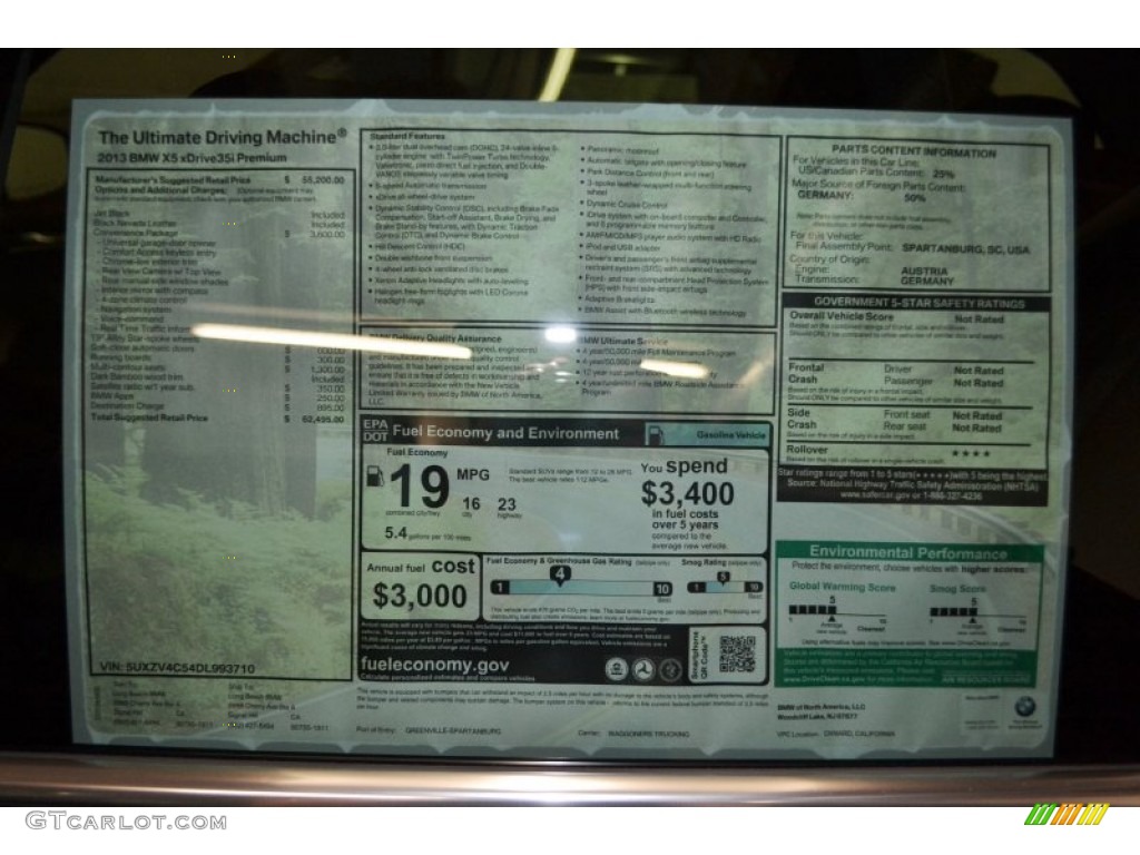 2013 BMW X5 xDrive 35i Premium Window Sticker Photo #64271013