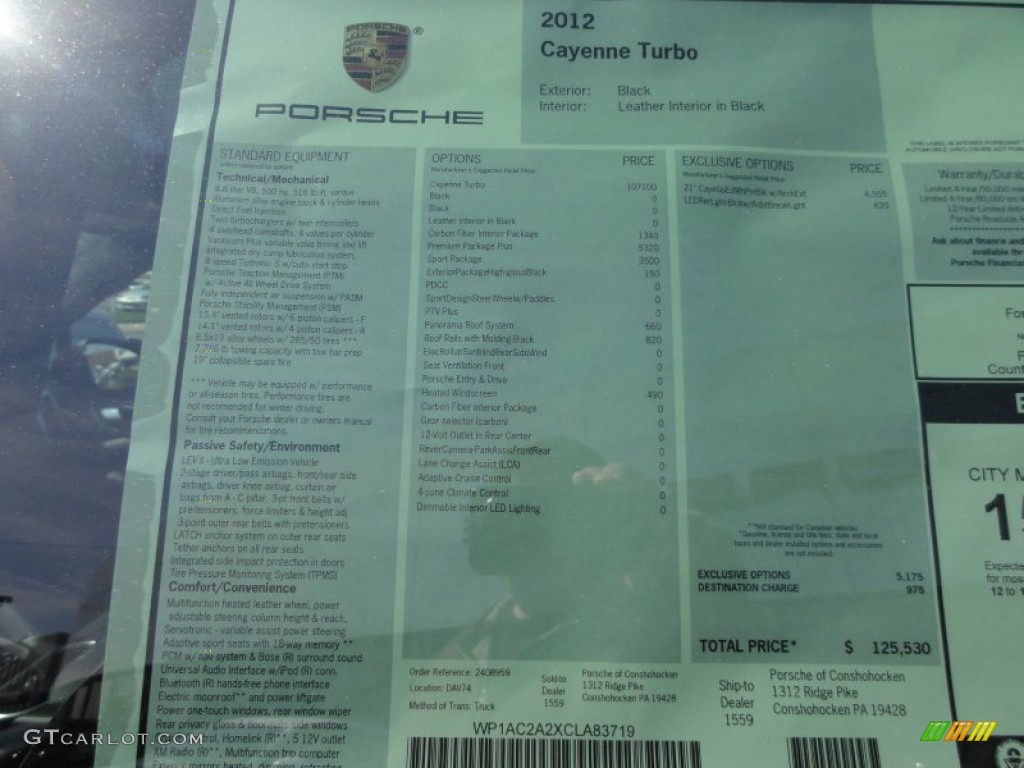 2012 Porsche Cayenne Turbo Window Sticker Photo #64272455