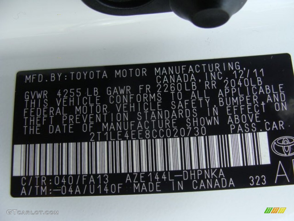 2012 Matrix Color Code 040 for Super White Photo #64273877