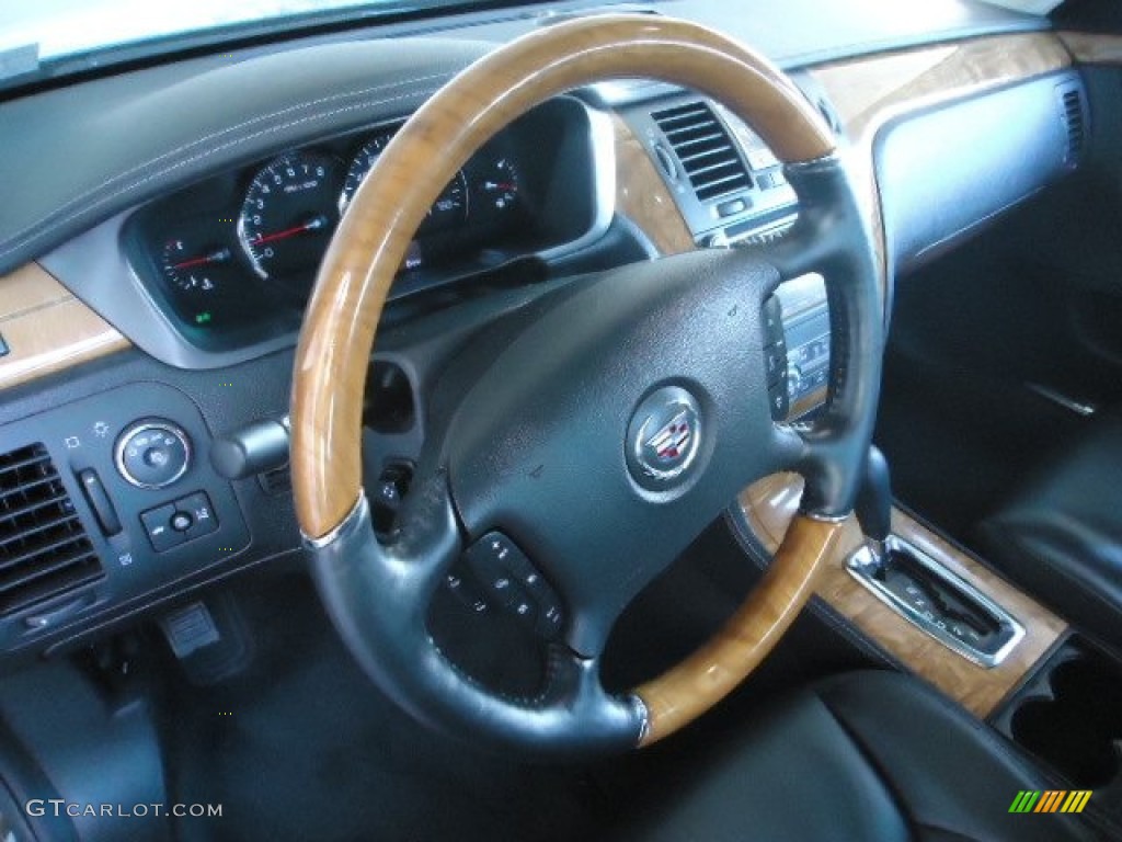 2011 Cadillac DTS Platinum Ebony Steering Wheel Photo #64274646