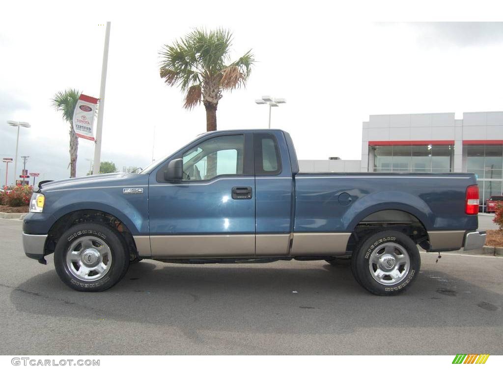2005 F150 XLT Regular Cab - Medium Wedgewood Blue Metallic / Tan photo #3