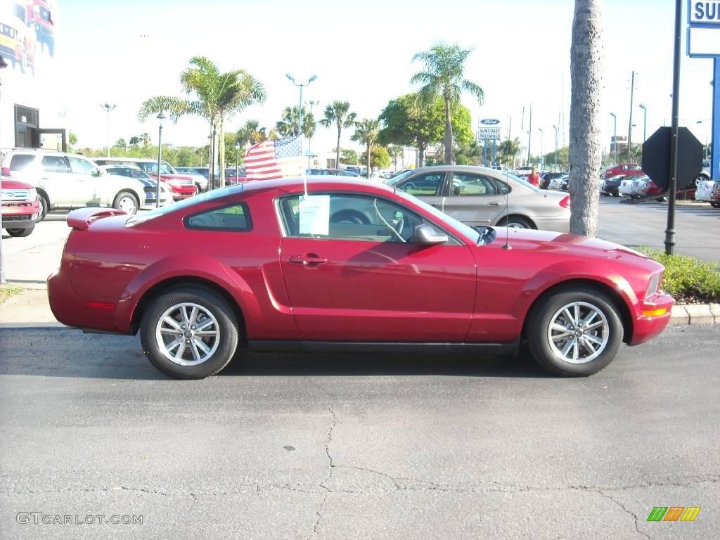 2005 Mustang V6 Deluxe Coupe - Redfire Metallic / Medium Parchment photo #2