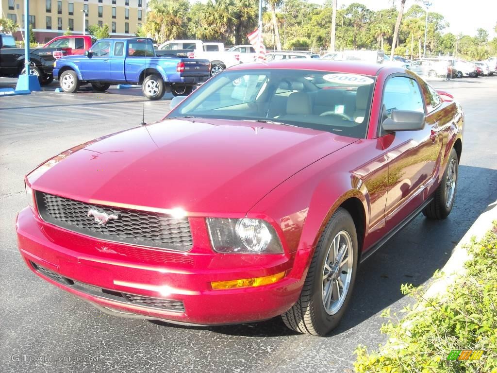 2005 Mustang V6 Deluxe Coupe - Redfire Metallic / Medium Parchment photo #7