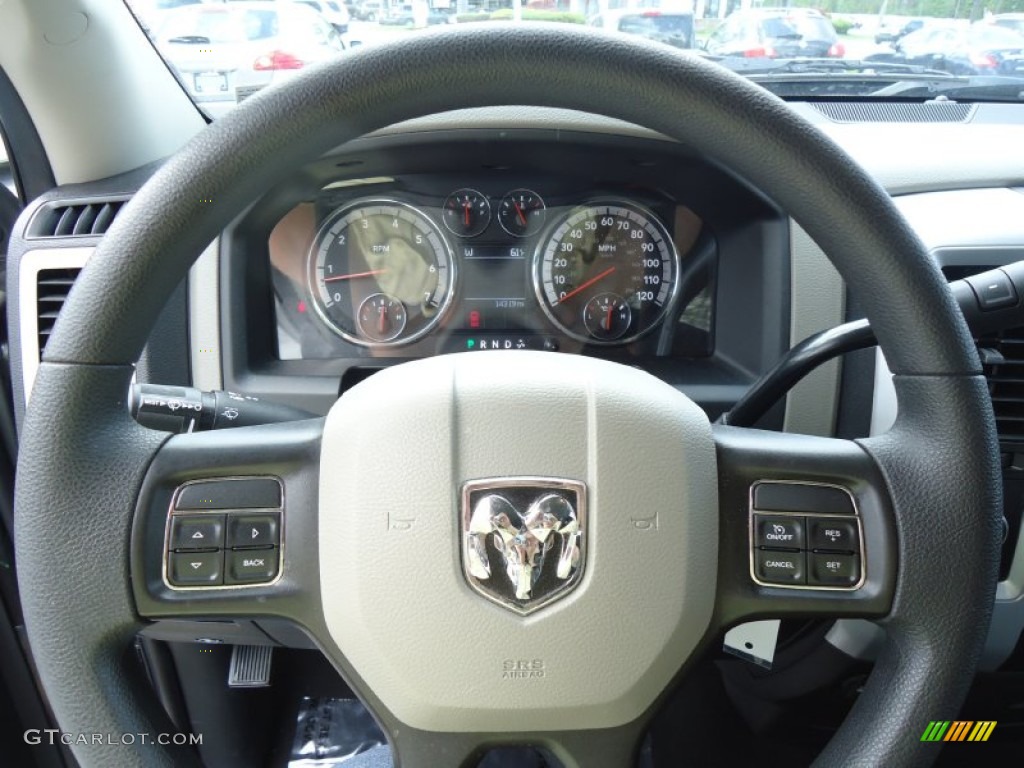 2012 Dodge Ram 1500 SLT Quad Cab 4x4 Dark Slate Gray/Medium Graystone Steering Wheel Photo #64292564