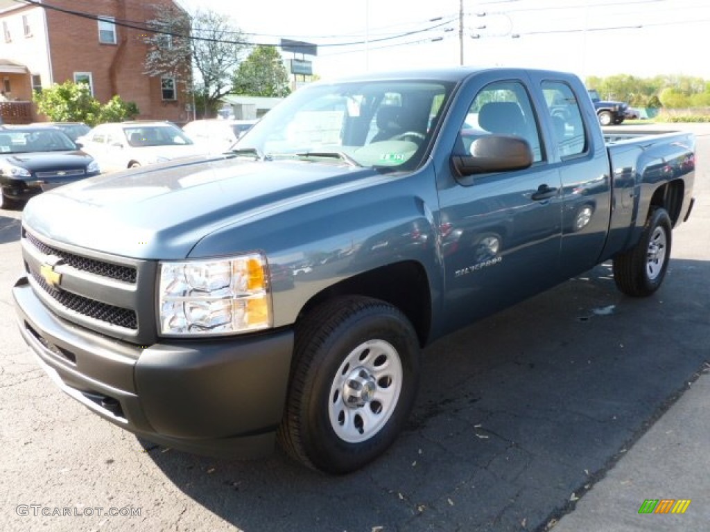 2012 Silverado 1500 Work Truck Extended Cab 4x4 - Blue Granite Metallic / Dark Titanium photo #3