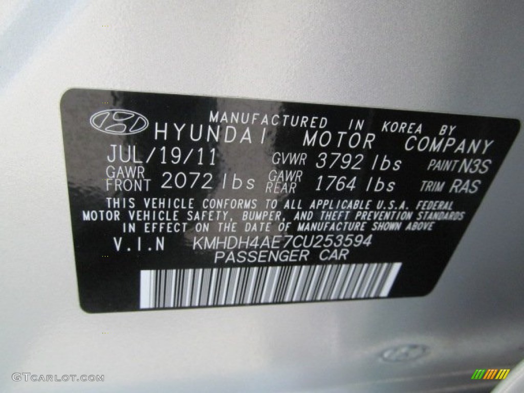 2012 Elantra Limited - Shimmering Silver / Gray photo #19